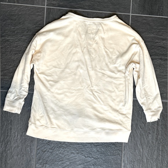 Aerie Oversized Lace Up Crew Sweatshirt in color Cream, size Large - Picture 7 of 15